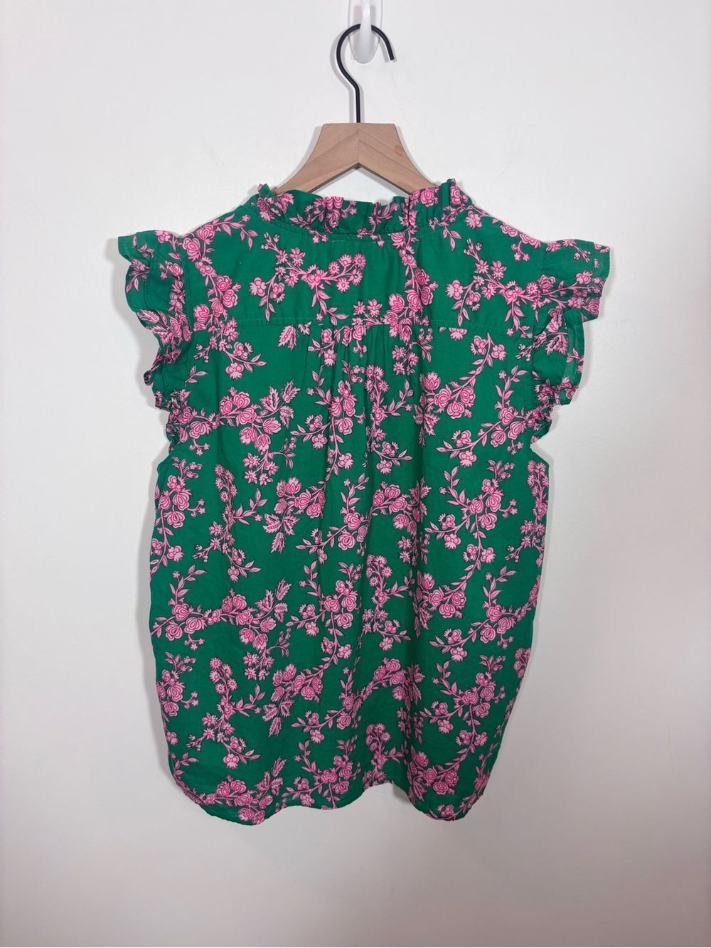 J.Crew Sleeveless ruffle top floral button up cotton medium - Picture 6 of 12